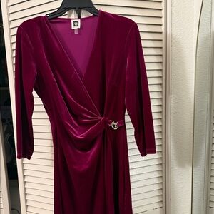 Anne Klein Deep Red Long Sleeve Dress
